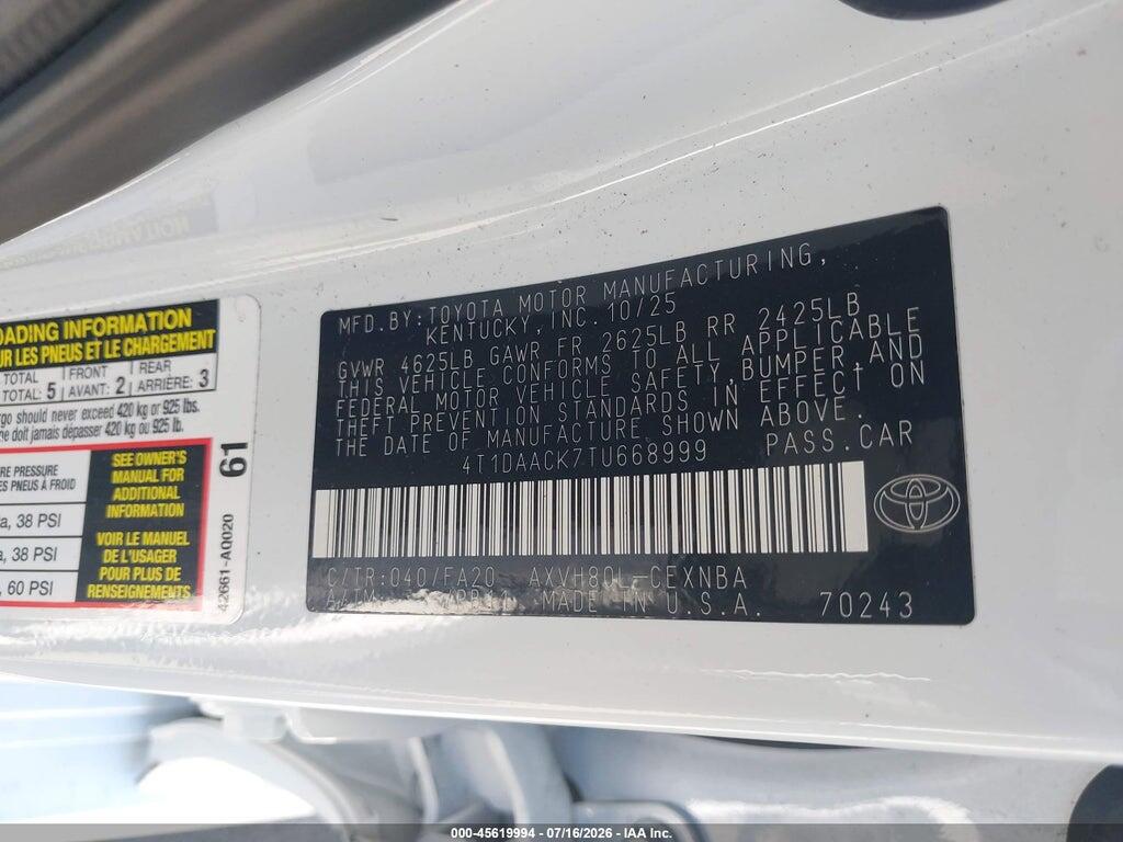4T1DAACK7TU668999 2026 TOYOTA CAMRY photo no. 9