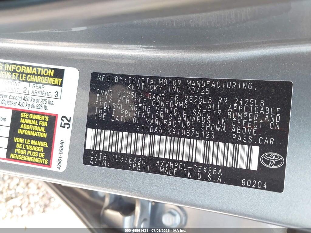 4T1DAACKXTU675123 2026 TOYOTA CAMRY photo no. 9