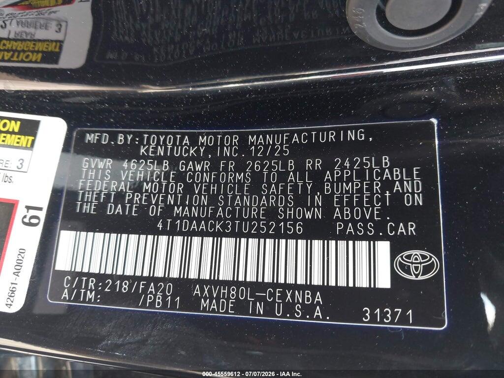 4T1DAACK3TU252156 2026 TOYOTA CAMRY photo no. 9
