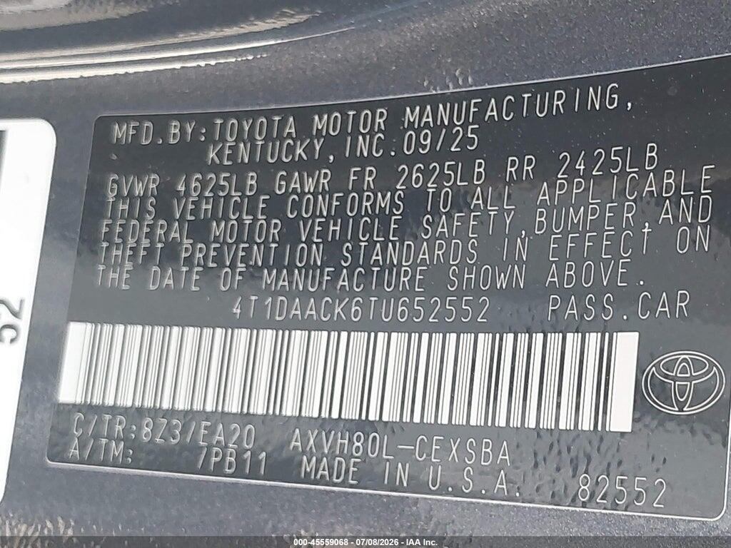 4T1DAACK6TU652552 2026 TOYOTA CAMRY photo no. 9
