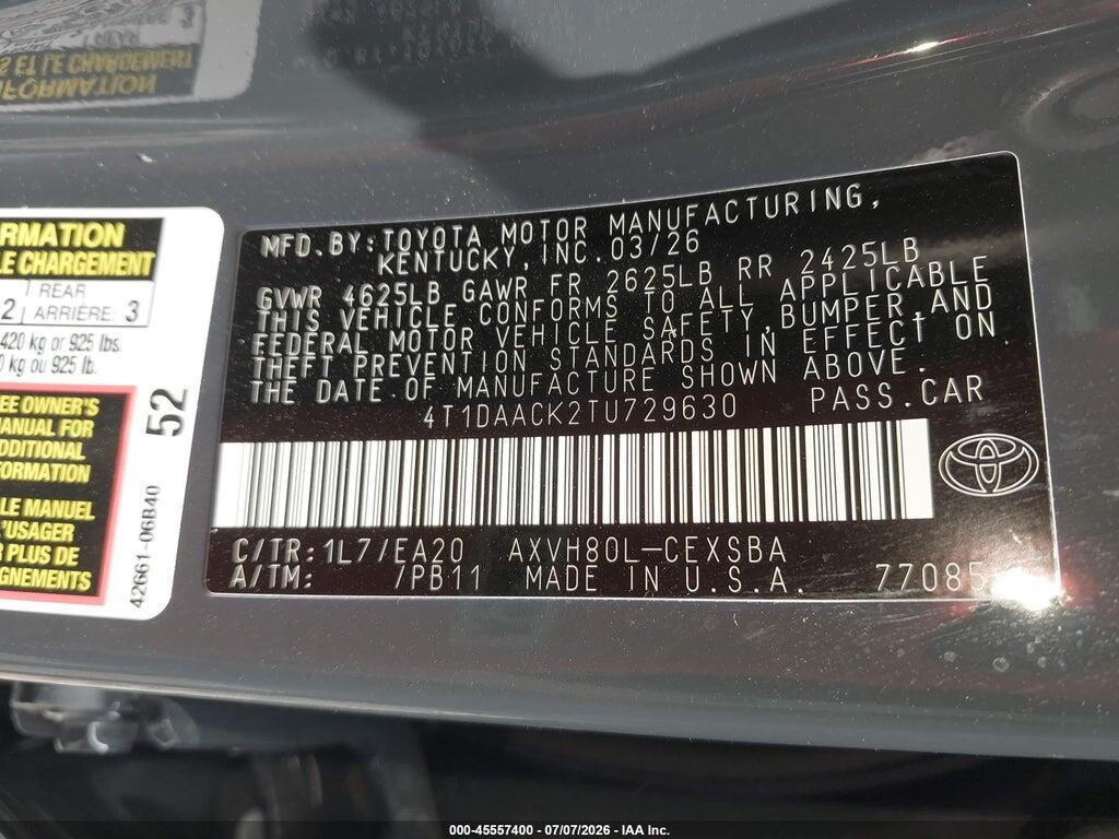 4T1DAACK2TU729630 2026 TOYOTA CAMRY photo no. 9