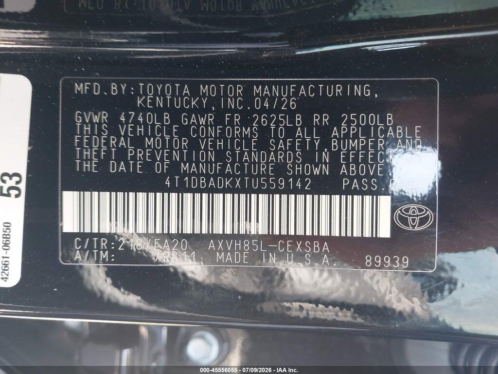 4T1DBADKXTU559142 2026 TOYOTA CAMRY photo no. 9