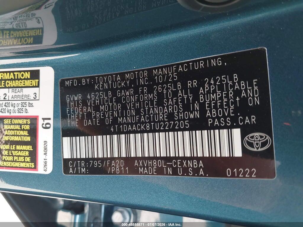 4T1DAACK8TU227205 2026 TOYOTA CAMRY photo no. 9