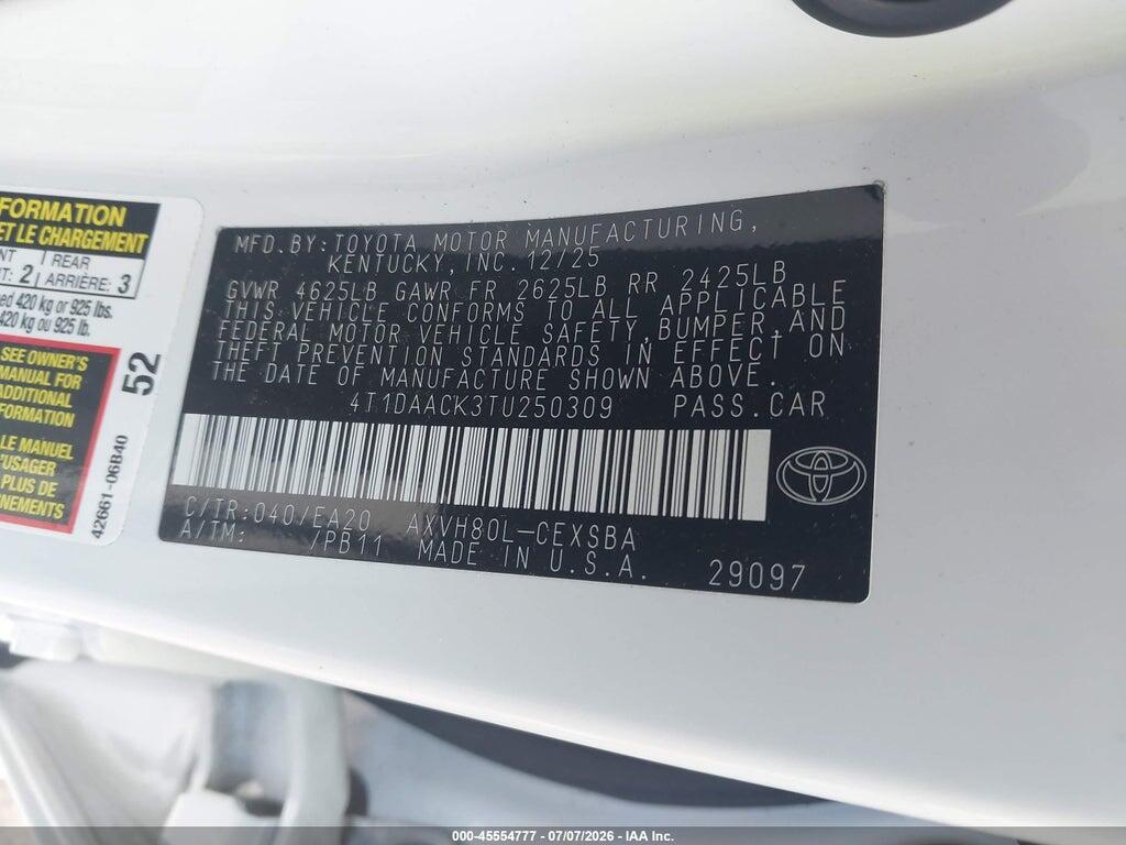 4T1DAACK3TU250309 2026 TOYOTA CAMRY photo no. 9