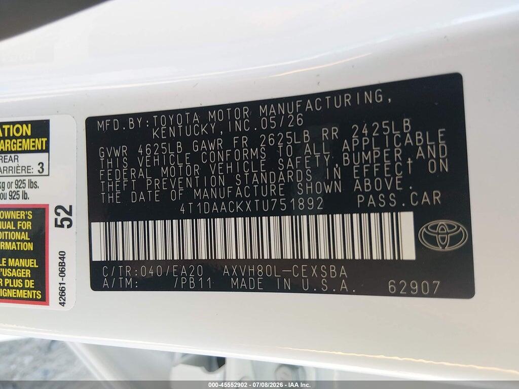 4T1DAACKXTU751892 2026 TOYOTA CAMRY photo no. 9