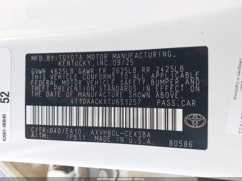 4T1DAACKXTU651257 2026 TOYOTA CAMRY photo no. 9
