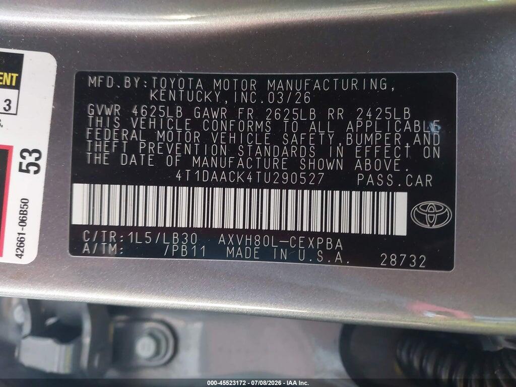 4T1DAACK4TU290527 2026 TOYOTA CAMRY photo no. 9