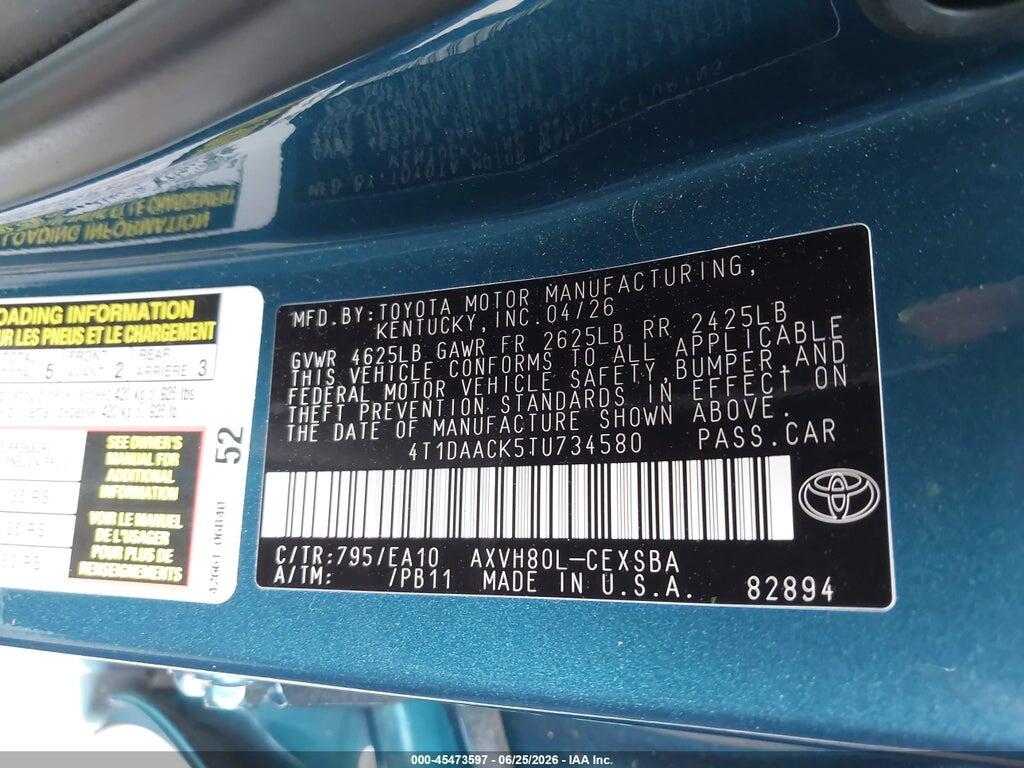 4T1DAACK5TU734580 2026 TOYOTA CAMRY photo no. 9