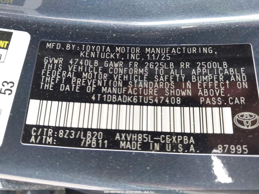 4T1DBADK6TU547408 2026 TOYOTA CAMRY photo no. 9
