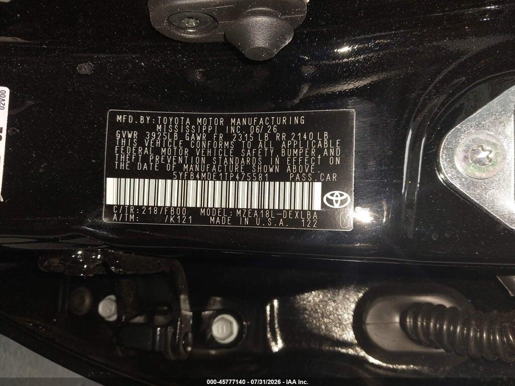 5YFB4MDE1TP475581 2026 TOYOTA COROLLA photo no. 9