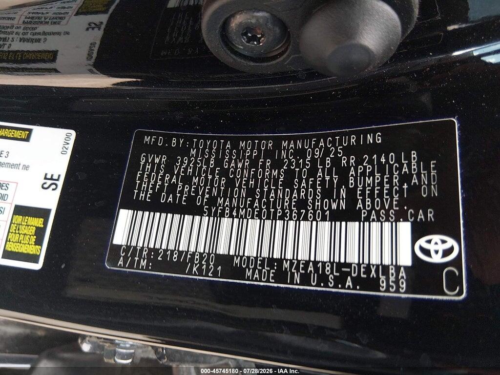 5YFB4MDE0TP367601 2026 TOYOTA COROLLA photo no. 9