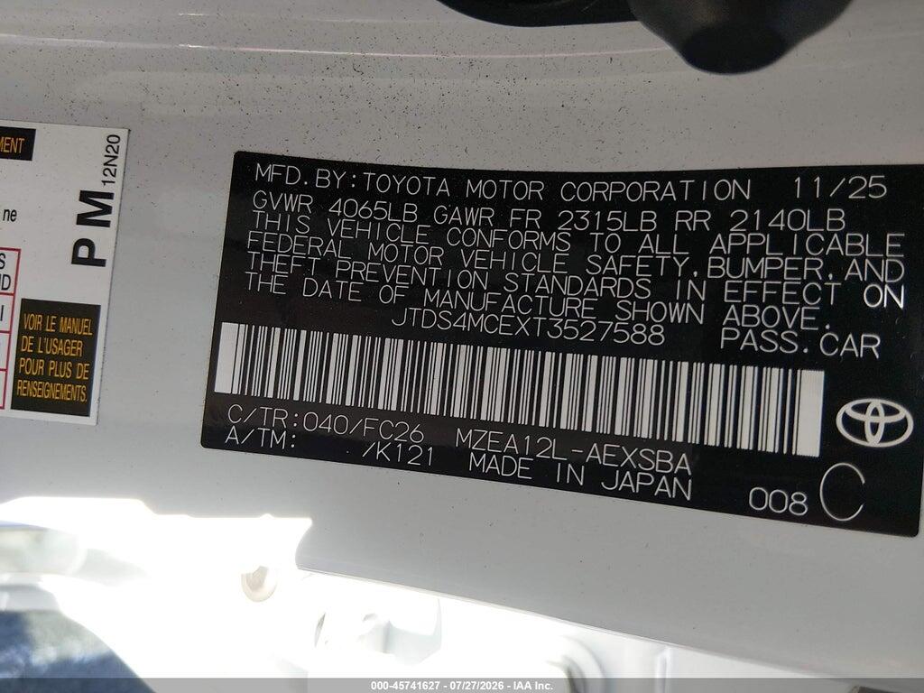 JTDS4MCEXT3527588 2026 TOYOTA COROLLA photo no. 9