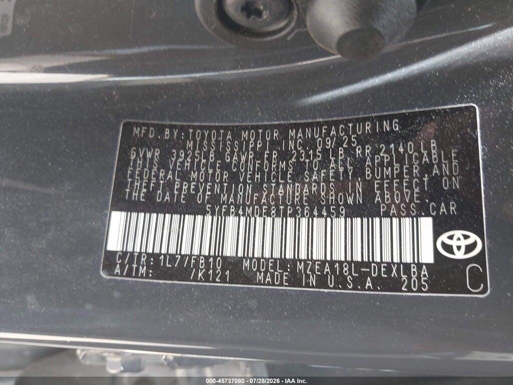 5YFB4MDE8TP364459 2026 TOYOTA COROLLA photo no. 9