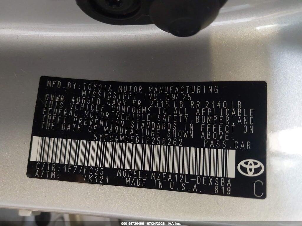 5YFS4MCE6TP256262 2026 TOYOTA COROLLA photo no. 9