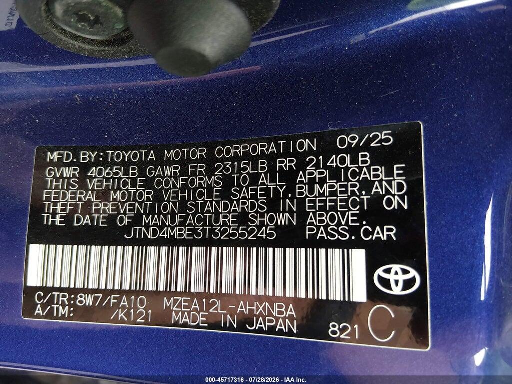 JTND4MBE3T3255245 2026 TOYOTA COROLLA photo no. 9