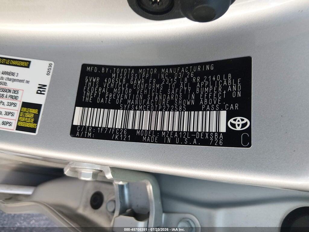 5YFS4MCE0TP272585 2026 TOYOTA COROLLA photo no. 9