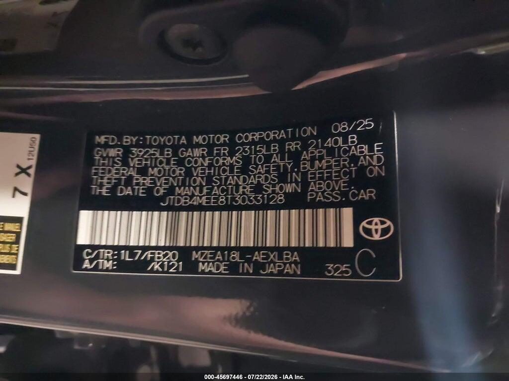 JTDB4MEE8T3033128 2026 TOYOTA COROLLA photo no. 9