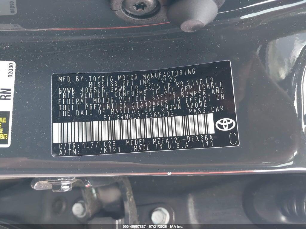 5YFS4MCE2TP265735 2026 TOYOTA COROLLA photo no. 9