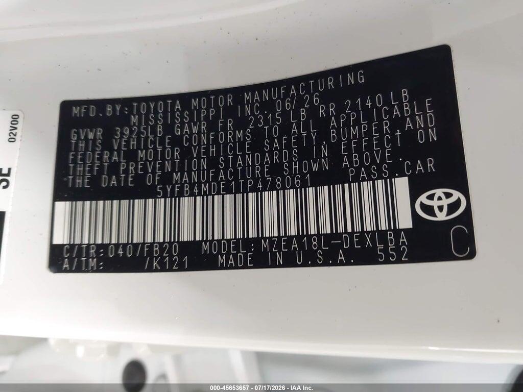 5YFB4MDE1TP478061 2026 TOYOTA COROLLA photo no. 9