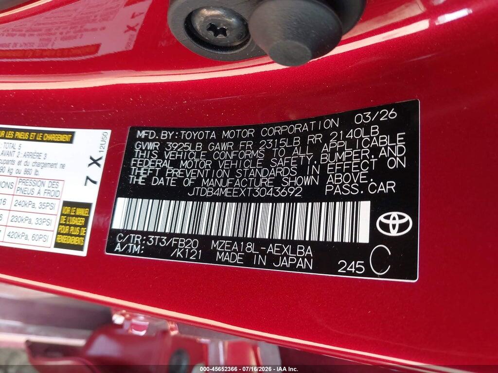 JTDB4MEEXT3043692 2026 TOYOTA COROLLA photo no. 9