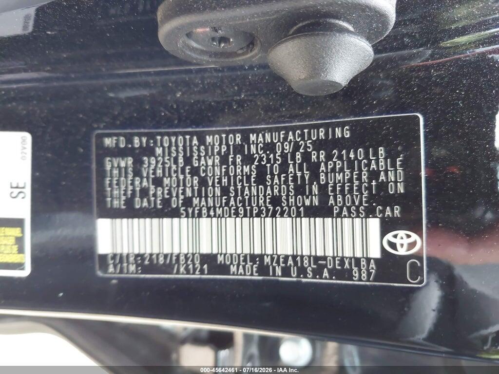 5YFB4MDE9TP372201 2026 TOYOTA COROLLA photo no. 9