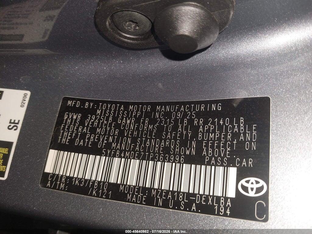 5YFB4MDE7TP363996 2026 TOYOTA COROLLA photo no. 9