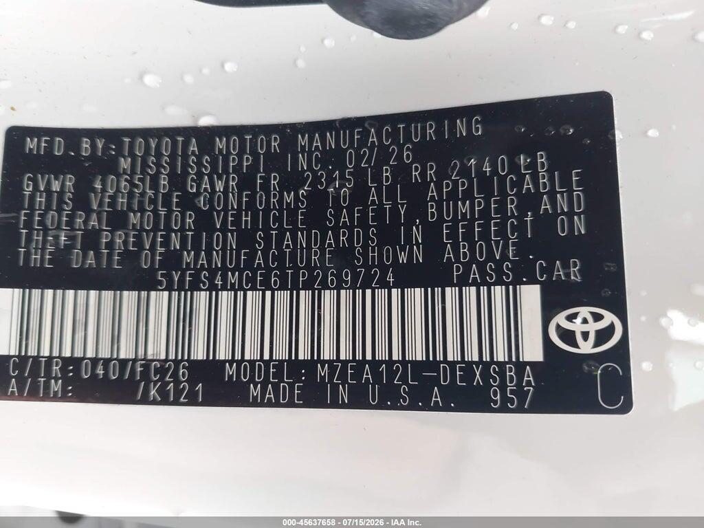 5YFS4MCE6TP269724 2026 TOYOTA COROLLA photo no. 9