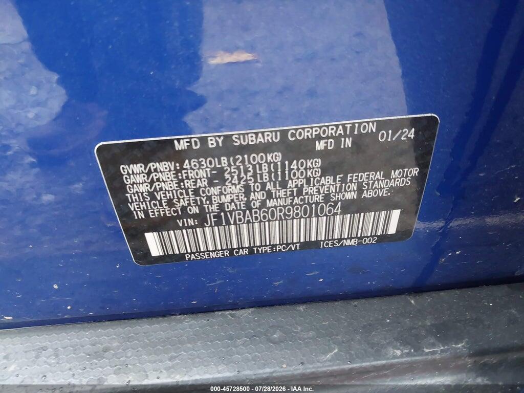 JF1VBAB60R9801064 2024 SUBARU WRX photo no. 9
