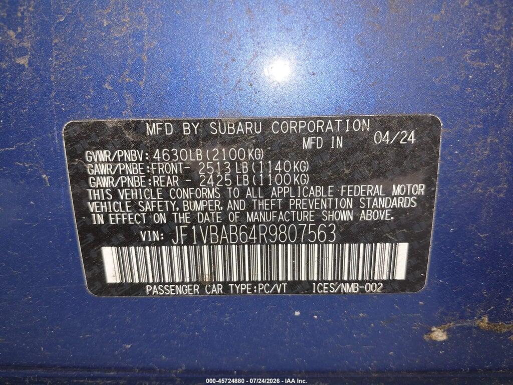 JF1VBAB64R9807563 2024 SUBARU WRX photo no. 9