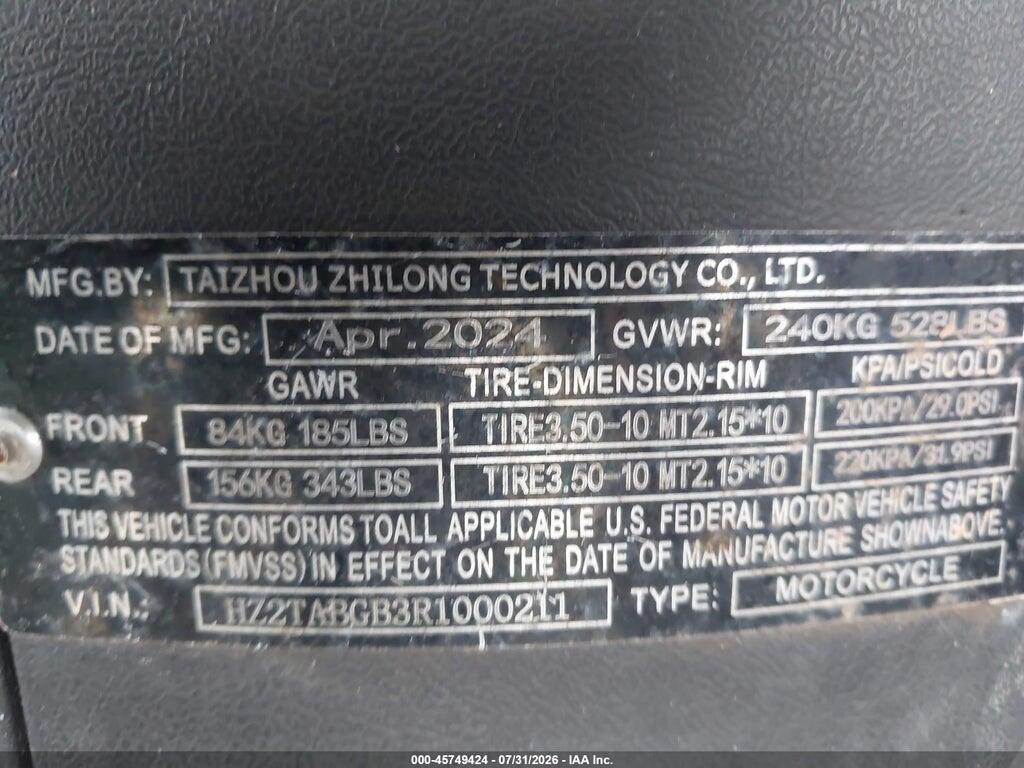HZ2TABGB3R1000211 2024 TAIZHOU SCOTTER photo no. 10
