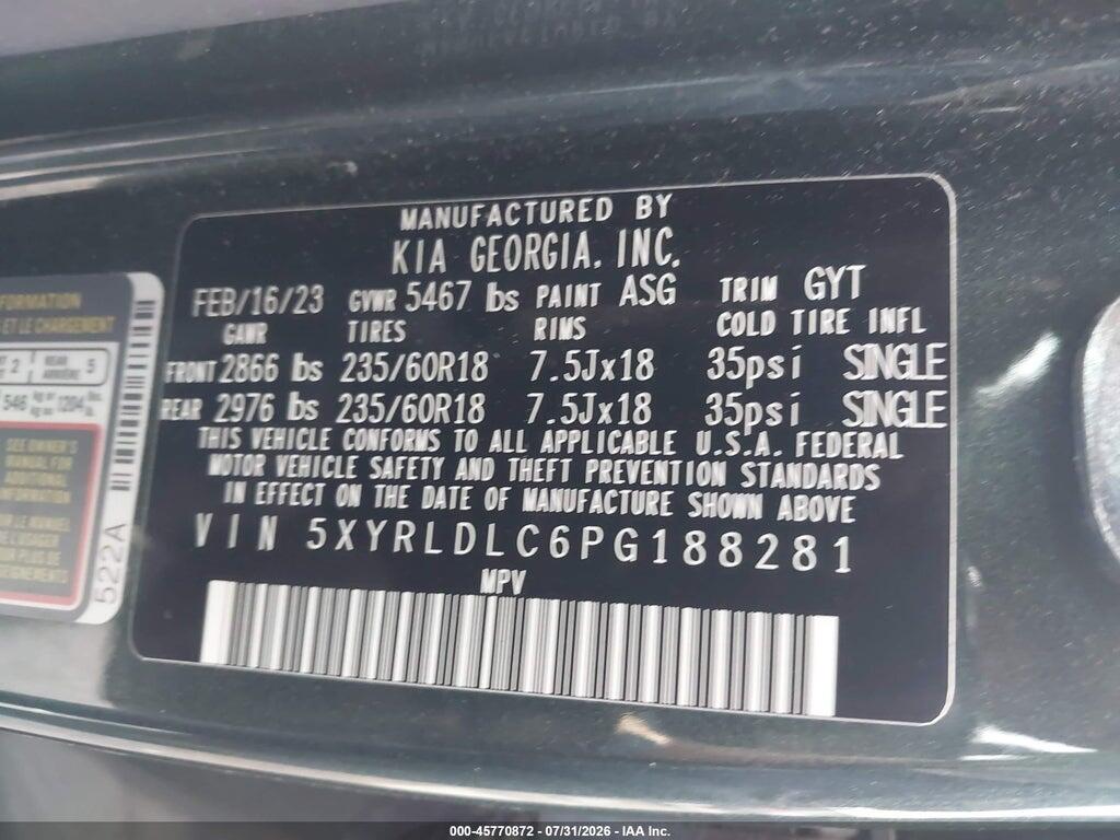 5XYRLDLC6PG188281 2023 KIA SORENTO photo no. 9
