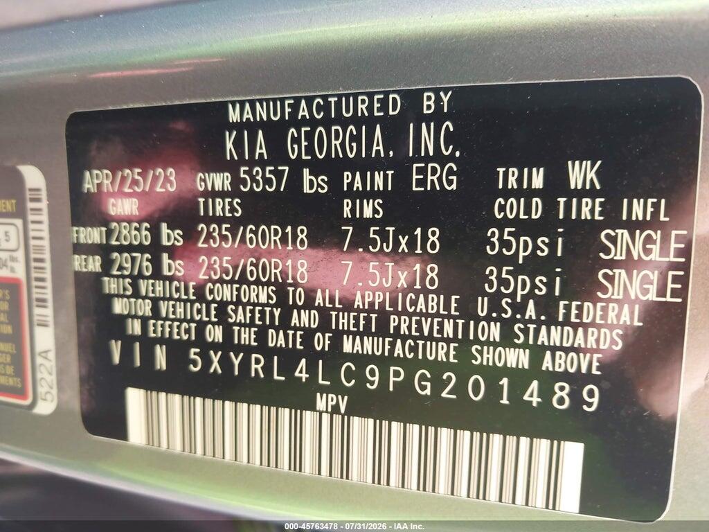 5XYRL4LC9PG201489 2023 KIA SORENTO photo no. 9