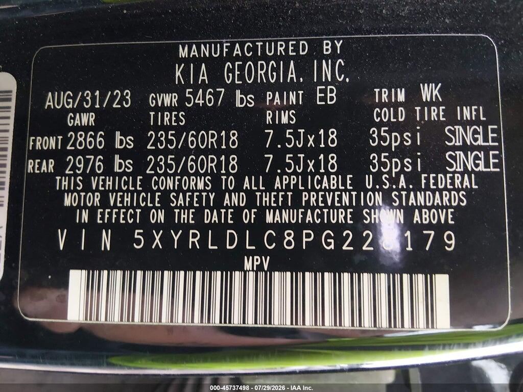 5XYRLDLC8PG228179 2023 KIA SORENTO photo no. 9