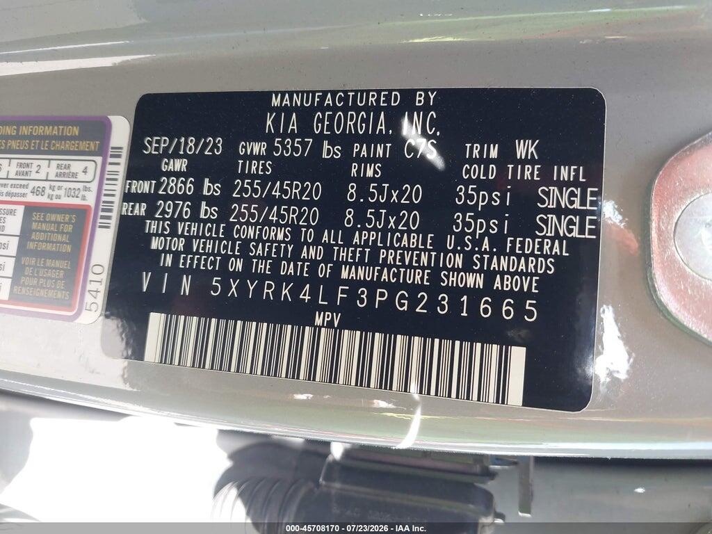 5XYRK4LF3PG231665 2023 KIA SORENTO photo no. 9