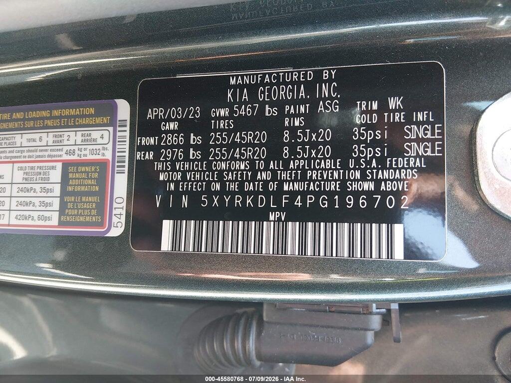 5XYRKDLF4PG196702 2023 KIA SORENTO photo no. 9