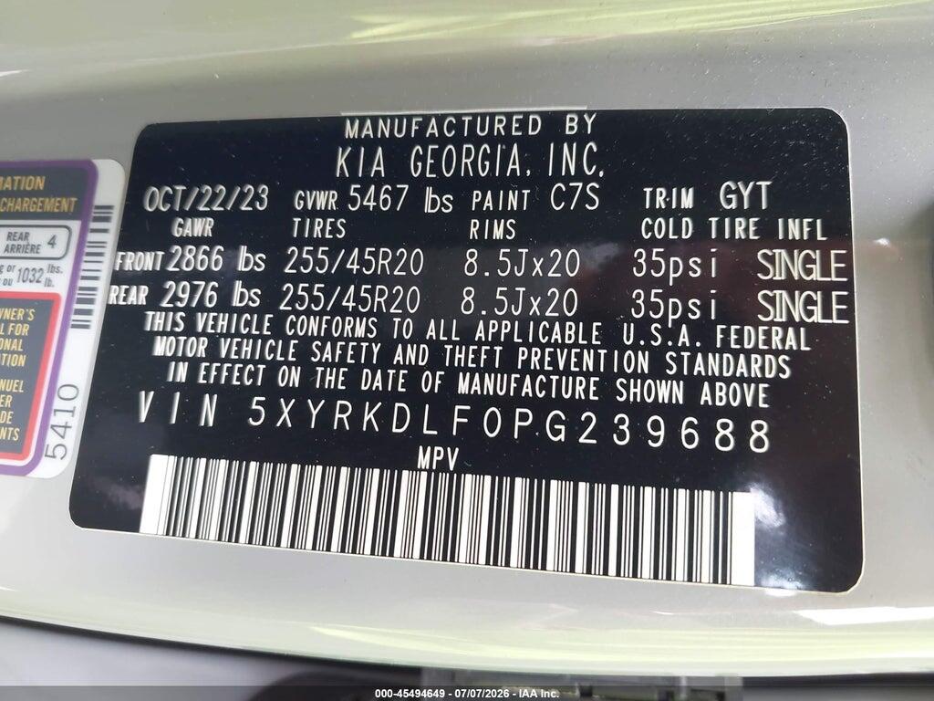 5XYRKDLF0PG239688 2023 KIA SORENTO photo no. 9