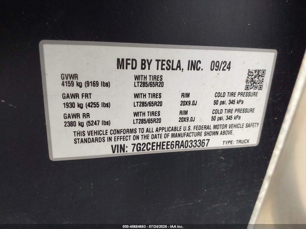 7G2CEHEE6RA033367 2024 TESLA CYBERTRUCK photo no. 9