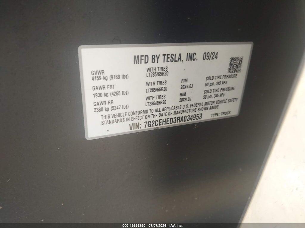 7G2CEHED3RA034953 2024 TESLA CYBERTRUCK photo no. 9