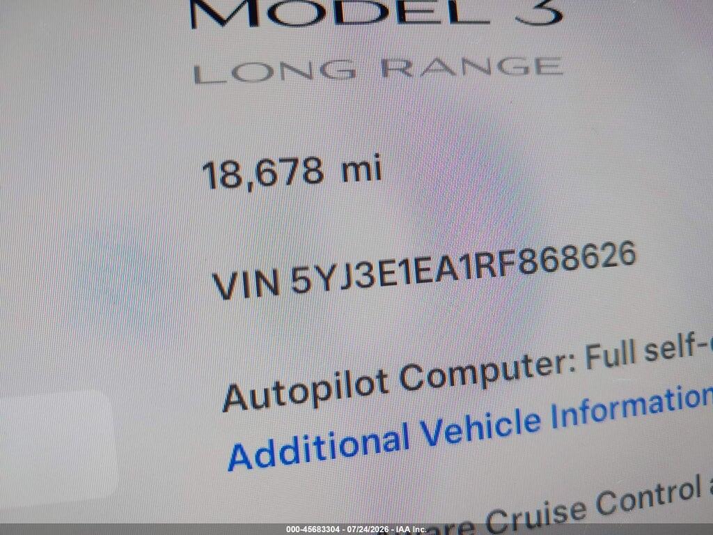 5YJ3E1EA1RF868626 2024 TESLA MODEL 3 photo no. 7