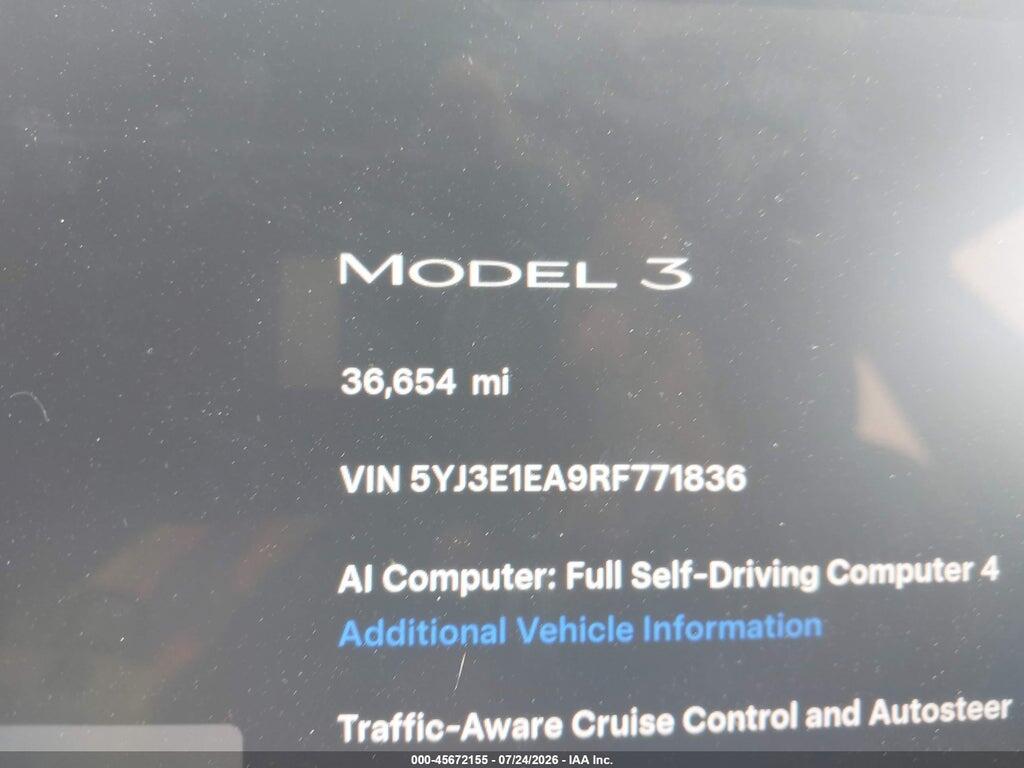 5YJ3E1EA9RF771836 2024 TESLA MODEL 3 photo no. 7