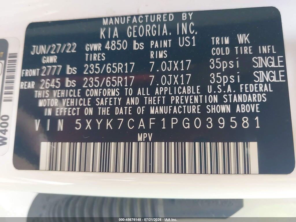 5XYK7CAF1PG039581 2023 KIA SPORTAGE photo no. 9