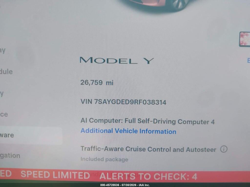 7SAYGDED9RF038314 2024 TESLA MODEL Y photo no. 7