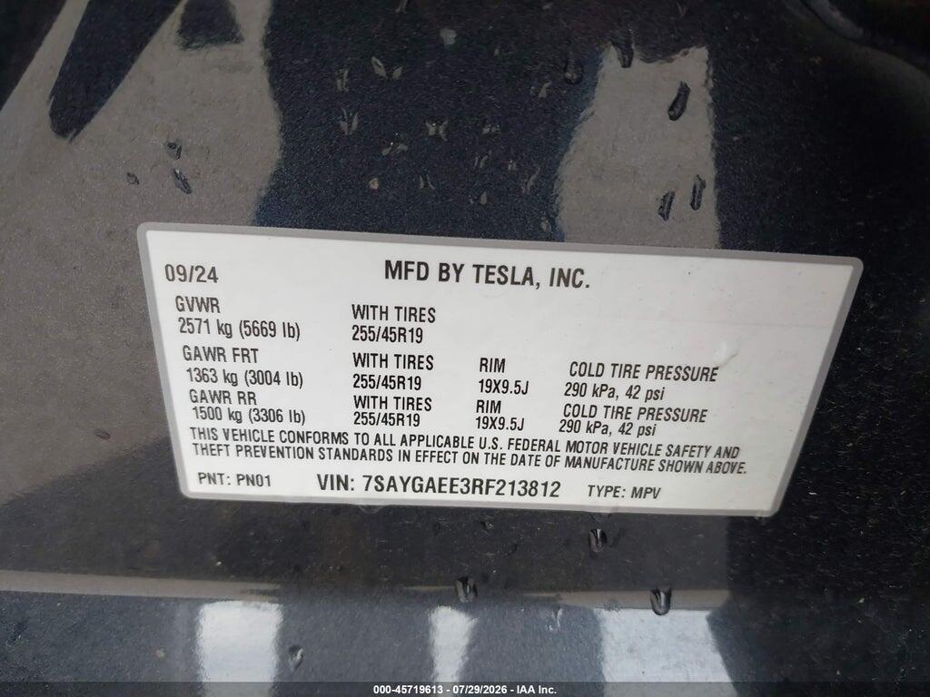 7SAYGAEE3RF213812 2024 TESLA MODEL Y photo no. 9