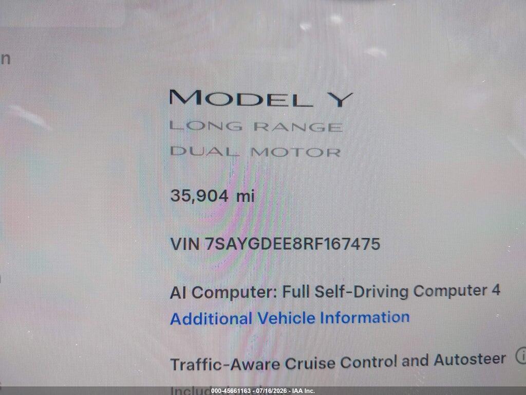 7SAYGDEE8RF167475 2024 TESLA MODEL Y photo no. 7