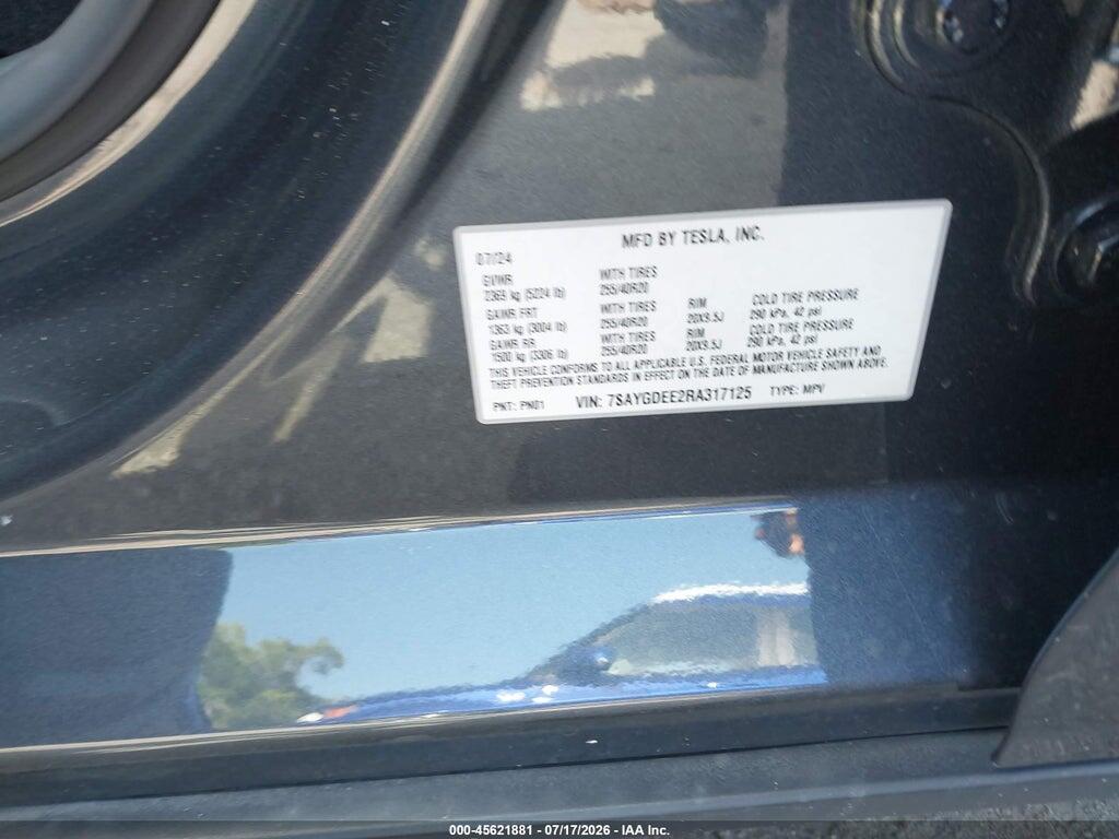 7SAYGDEE2RA317125 2024 TESLA MODEL Y photo no. 9