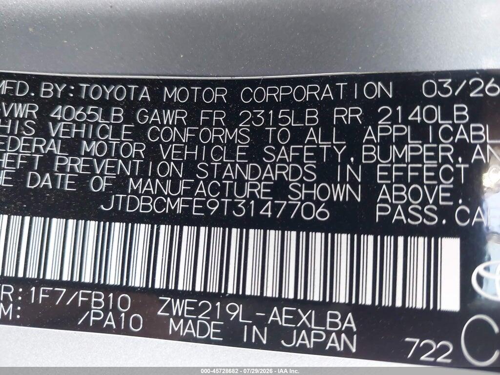 JTDBCMFE9T3147706 2026 TOYOTA COROLLA HYBRID photo no. 9