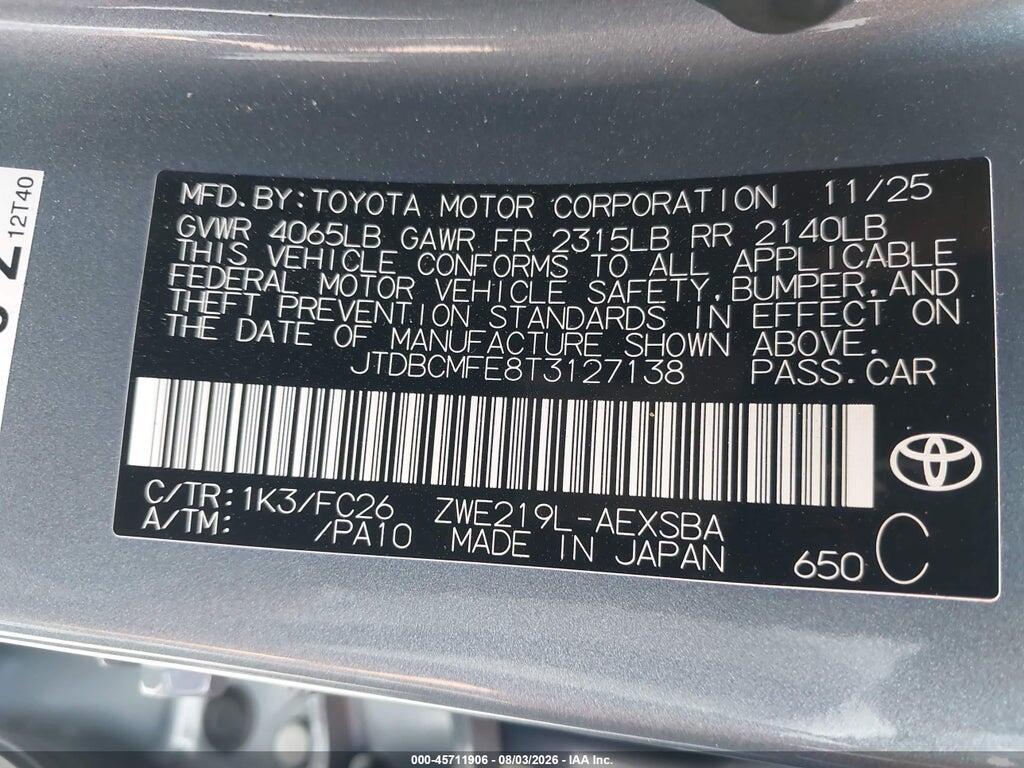 JTDBCMFE8T3127138 2026 TOYOTA COROLLA HYBRID photo no. 9