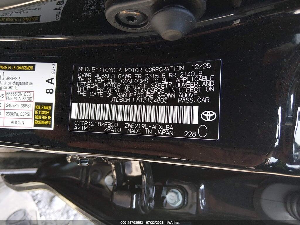 JTDBCMFE8T3134803 2026 TOYOTA COROLLA HYBRID photo no. 9