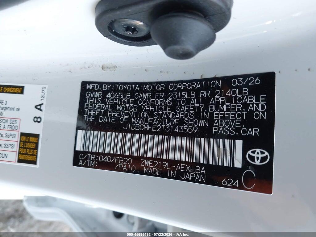 JTDBCMFE2T3143559 2026 TOYOTA COROLLA HYBRID photo no. 9
