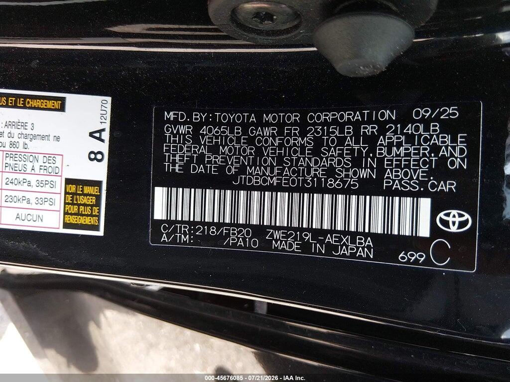 JTDBCMFE0T3118675 2026 TOYOTA COROLLA HYBRID photo no. 9